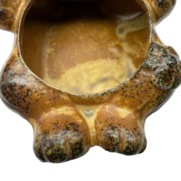 Vintage Pottery Tea Light Holder Brown Puppy Dog Figural Candle Succulent Japan - Picture 6 of 9